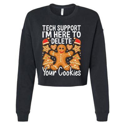 Christmas Tech Support Here To Delete Cookies Xmas Cropped Pullover Crew