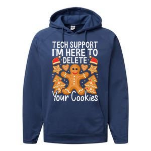 Christmas Tech Support Here To Delete Cookies Xmas Performance Fleece Hoodie