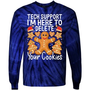 Christmas Tech Support Here To Delete Cookies Xmas Tie-Dye Long Sleeve Shirt