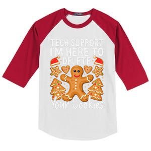 Christmas Tech Support Here To Delete Cookies Xmas Kids Colorblock Raglan Jersey