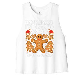 Christmas Tech Support Here To Delete Cookies Xmas Women's Racerback Cropped Tank