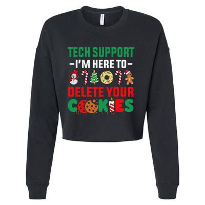 Christmas Tech Support Here To Delete Your Cookies Xmas Cool Cropped Pullover Crew