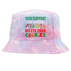 Christmas Tech Support Here To Delete Your Cookies Xmas Cool Tie-Dyed Bucket Hat