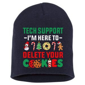 Christmas Tech Support Here To Delete Your Cookies Xmas Cool Short Acrylic Beanie