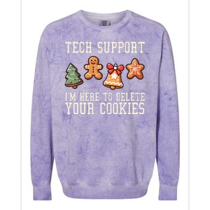 Christmas Tech Support Here To Delete Cookies Funny Colorblast Crewneck Sweatshirt