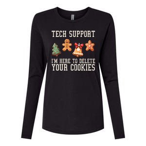 Christmas Tech Support Here To Delete Cookies Funny Womens Cotton Relaxed Long Sleeve T-Shirt