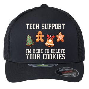 Christmas Tech Support Here To Delete Cookies Funny Flexfit Unipanel Trucker Cap