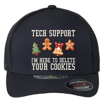 Christmas Tech Support Here To Delete Cookies Funny Flexfit Unipanel Trucker Cap