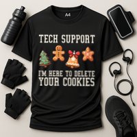 Christmas Tech Support Here To Delete Cookies Funny Performance Shirt