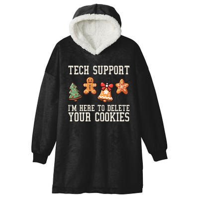 Christmas Tech Support Here To Delete Cookies Funny Hooded Wearable Blanket