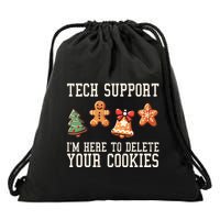 Christmas Tech Support Here To Delete Cookies Funny Drawstring Bag