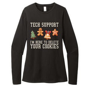 Christmas Tech Support Here To Delete Cookies Funny Womens CVC Long Sleeve Shirt