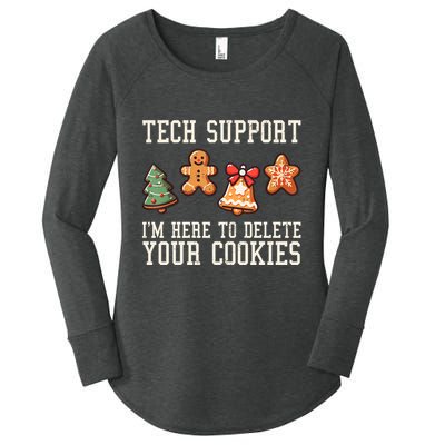 Christmas Tech Support Here To Delete Cookies Funny Women's Perfect Tri Tunic Long Sleeve Shirt