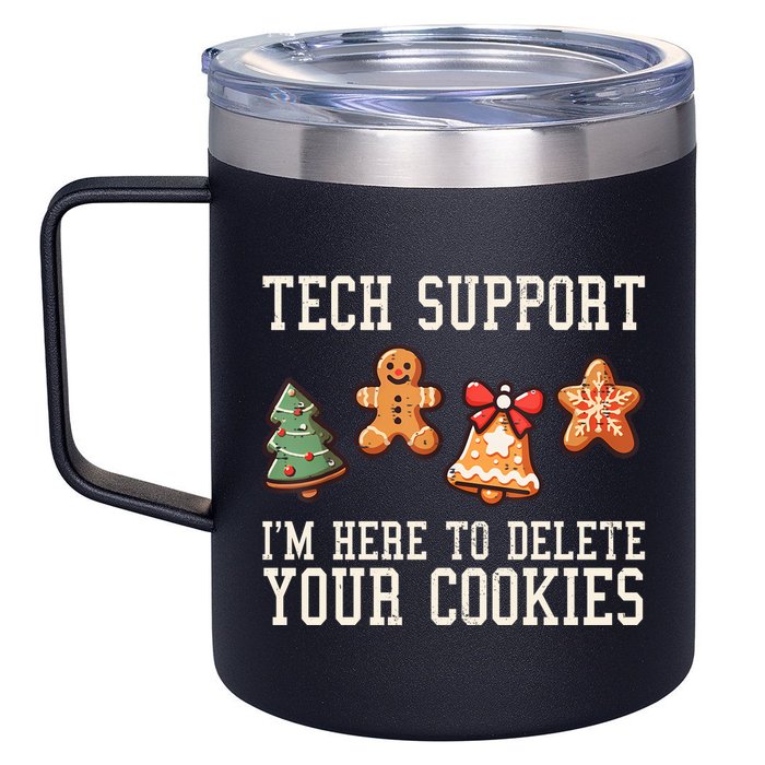 Christmas Tech Support Here To Delete Cookies Funny 12oz Stainless Steel Coffee Mug