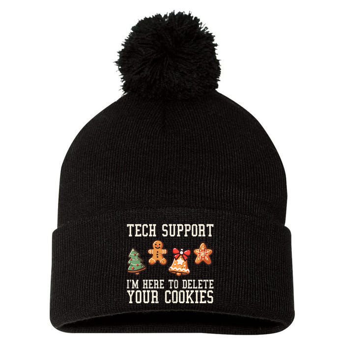 Christmas Tech Support Here To Delete Cookies Funny Pom Pom 12in Knit Beanie