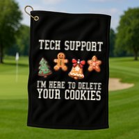 Christmas Tech Support Here To Delete Cookies Funny Golf Towel