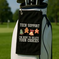 Christmas Tech Support Here To Delete Cookies Funny Golf Towel