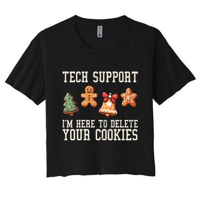 Christmas Tech Support Here To Delete Cookies Funny Crop Top