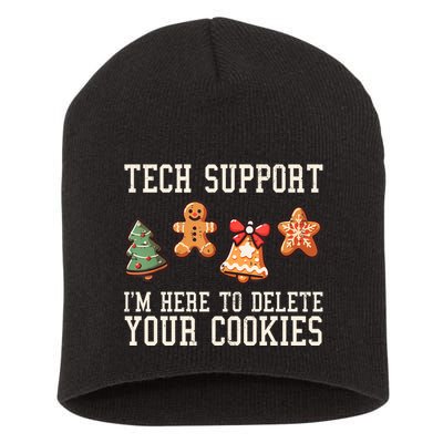 Christmas Tech Support Here To Delete Cookies Funny Short Acrylic Beanie