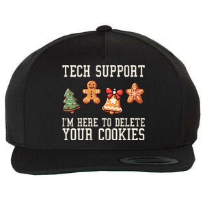 Christmas Tech Support Here To Delete Cookies Funny Wool Snapback Cap