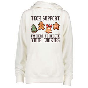 Christmas Tech Support Here To Delete Cookies Funny Womens Funnel Neck Pullover Hood