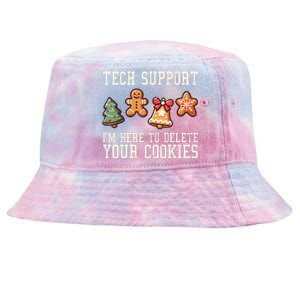 Christmas Tech Support Here To Delete Cookies Funny Tie-Dyed Bucket Hat