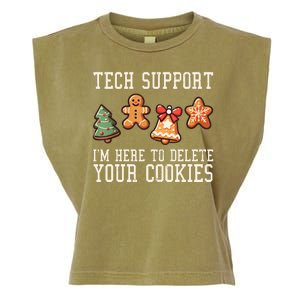 Christmas Tech Support Here To Delete Cookies Funny Garment-Dyed Women's Muscle Tee