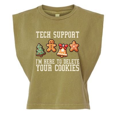 Christmas Tech Support Here To Delete Cookies Funny Garment-Dyed Women's Muscle Tee