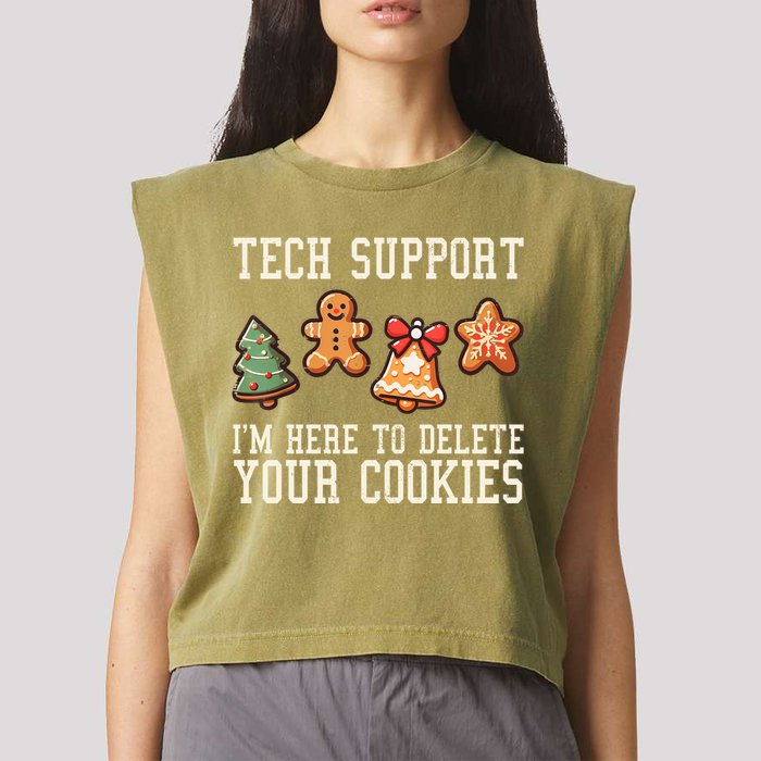 Christmas Tech Support Here To Delete Cookies Funny Garment-Dyed Women's Muscle Tee