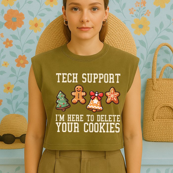 Christmas Tech Support Here To Delete Cookies Funny Garment-Dyed Women's Muscle Tee