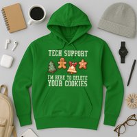 Christmas Tech Support Here To Delete Cookies Funny Hoodie