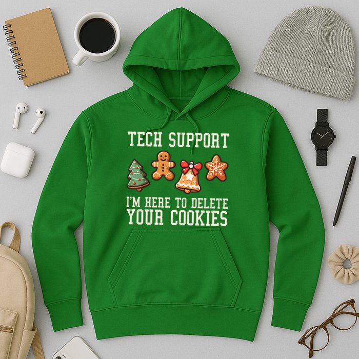 Christmas Tech Support Here To Delete Cookies Funny Hoodie