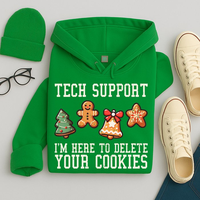 Christmas Tech Support Here To Delete Cookies Funny Hoodie