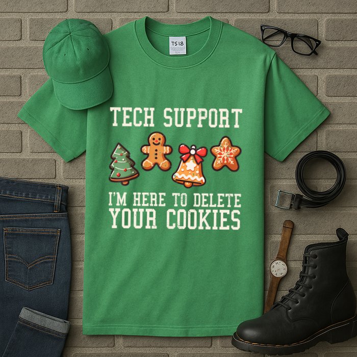 Christmas Tech Support Here To Delete Cookies Funny Tall T-Shirt