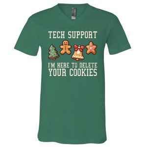 Christmas Tech Support Here To Delete Cookies Funny V-Neck T-Shirt