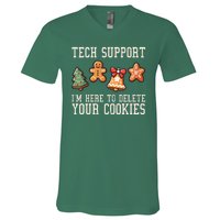 Christmas Tech Support Here To Delete Cookies Funny V-Neck T-Shirt