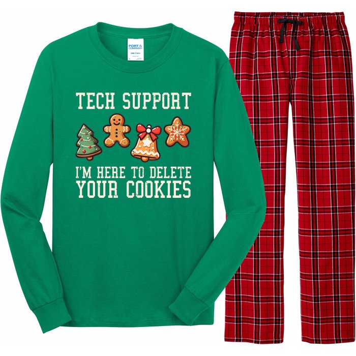 Christmas Tech Support Here To Delete Cookies Funny Long Sleeve Pajama Set