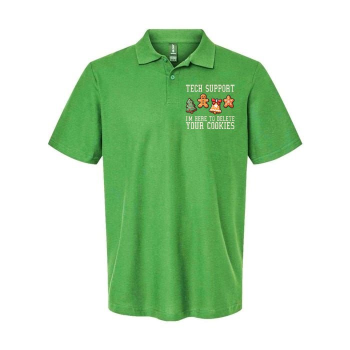 Christmas Tech Support Here To Delete Cookies Funny Softstyle Adult Sport Polo