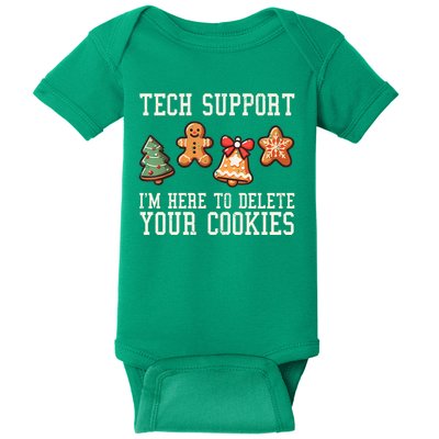 Christmas Tech Support Here To Delete Cookies Funny Baby Bodysuit