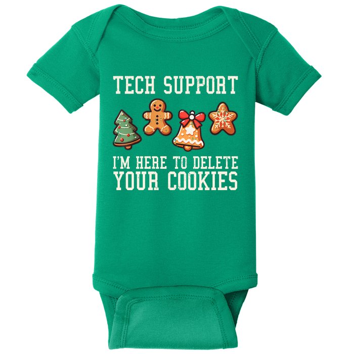 Christmas Tech Support Here To Delete Cookies Funny Baby Bodysuit