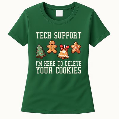 Christmas Tech Support Here To Delete Cookies Funny Womens T-Shirt