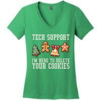 Christmas Tech Support Here To Delete Cookies Funny Women's V-Neck T-Shirt