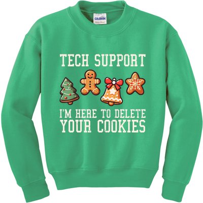 Christmas Tech Support Here To Delete Cookies Funny Kids Sweatshirt