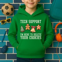 Christmas Tech Support Here To Delete Cookies Funny Kids Hoodie