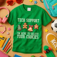 Christmas Tech Support Here To Delete Cookies Funny Kids T-Shirt