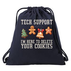 Christmas Tech Support Here To Delete Cookies Funny Drawstring Bag