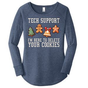 Christmas Tech Support Here To Delete Cookies Funny Women's Perfect Tri Tunic Long Sleeve Shirt