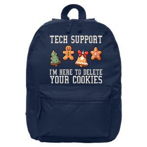 Christmas Tech Support Here To Delete Cookies Funny 16 in Basic Backpack