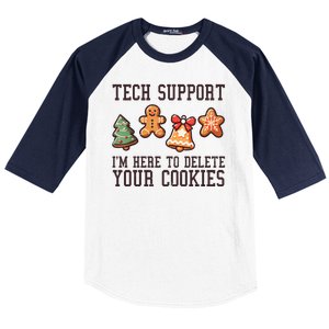 Christmas Tech Support Here To Delete Cookies Funny Baseball Sleeve Shirt