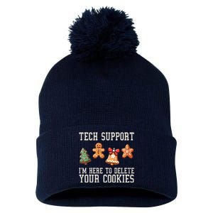 Christmas Tech Support Here To Delete Cookies Funny Pom Pom 12in Knit Beanie